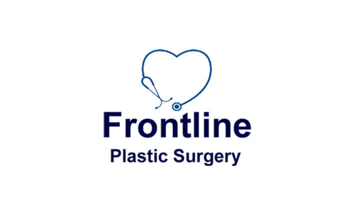 Frontline Plastic Surgery logo. In a white background with logo in the foreground.